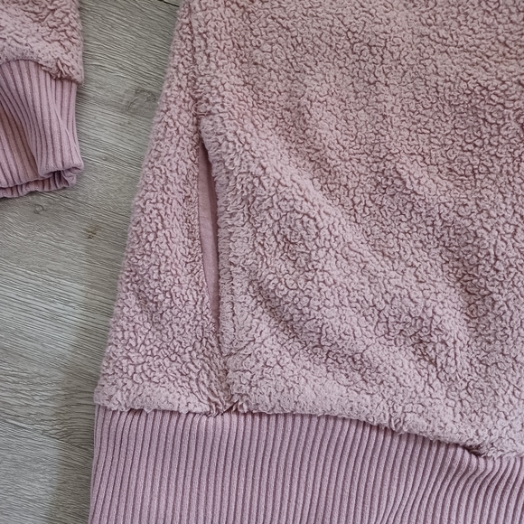 Member's Mark Women's Cozy Sherpa Pullover Size L Pink 1/4 Zip Pockets - Picture 7 of 13